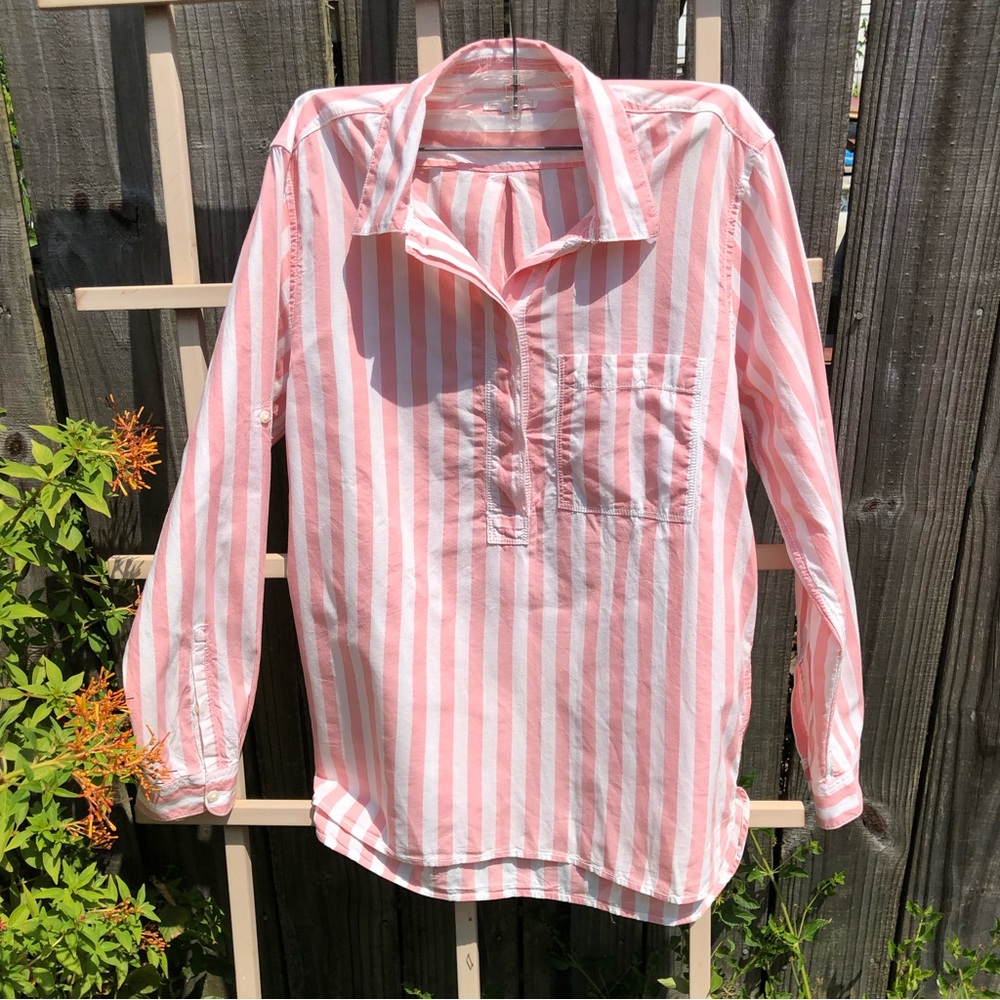 GAP Pink & White Cotton Striped Blouse Shirt S